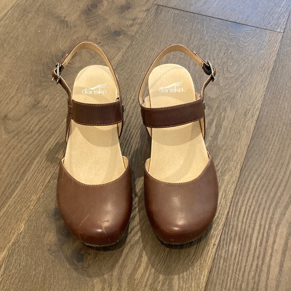 Dansko Chocolate Leather Mary Jane Shoes